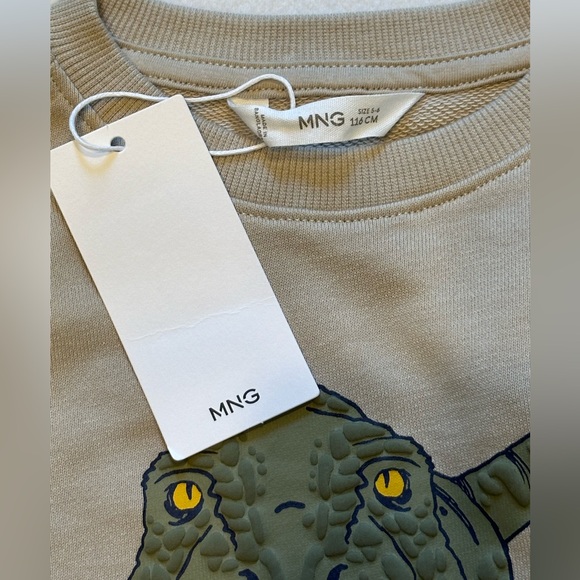 NWT Mango T-REX Cartoon Cotton Sweatshirt size 5-6 🦖 - Picture 6 of 15